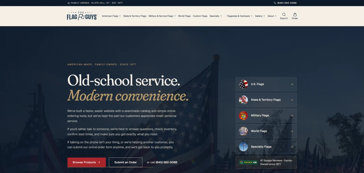 The Flag Guys homepage: Old-school service, modern convenience